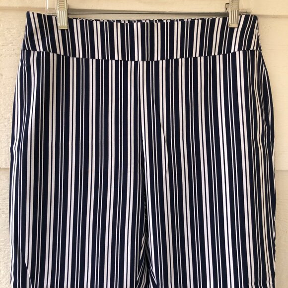 Chico's So Slimming Women's Size 1 (M) Crop Pant Navy White Vertical Stripe NWOT - Picture 3 of 14